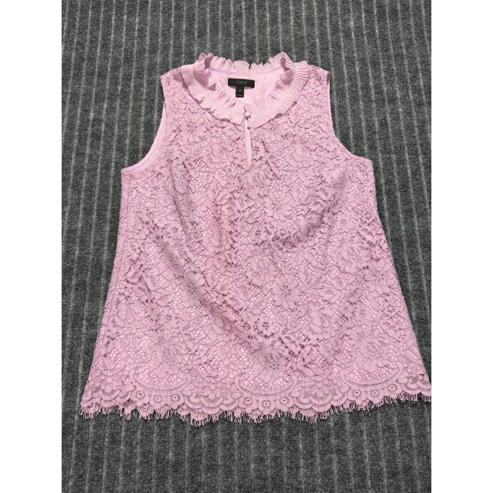 J.Crew Lace Sleeveless Top Women's Small Ruffle Neck Formal Preppy Dressy Ryffle